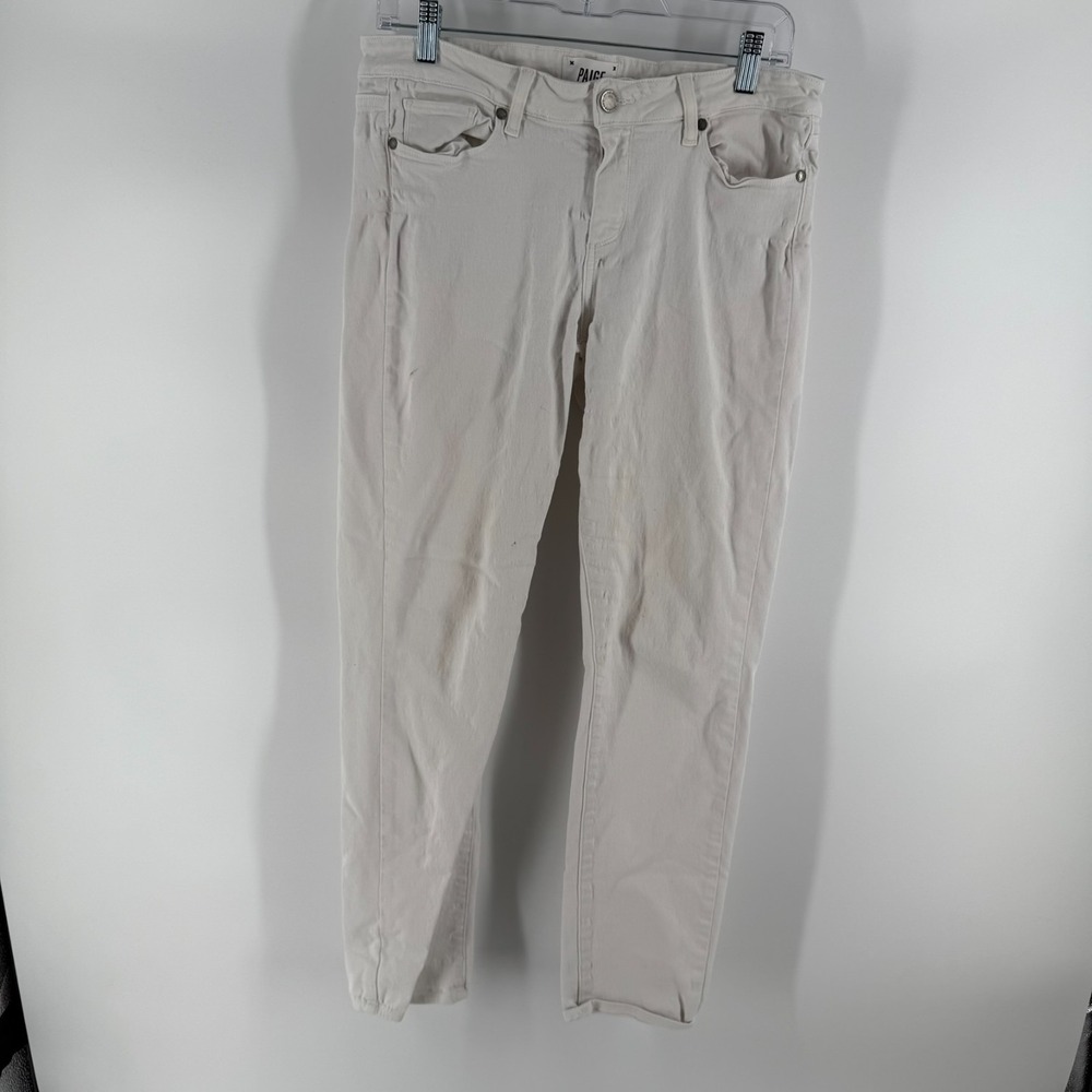 Paige Jeans Women 31 White Light Wash Denim Cotton Straight Leg Casual Steetwear